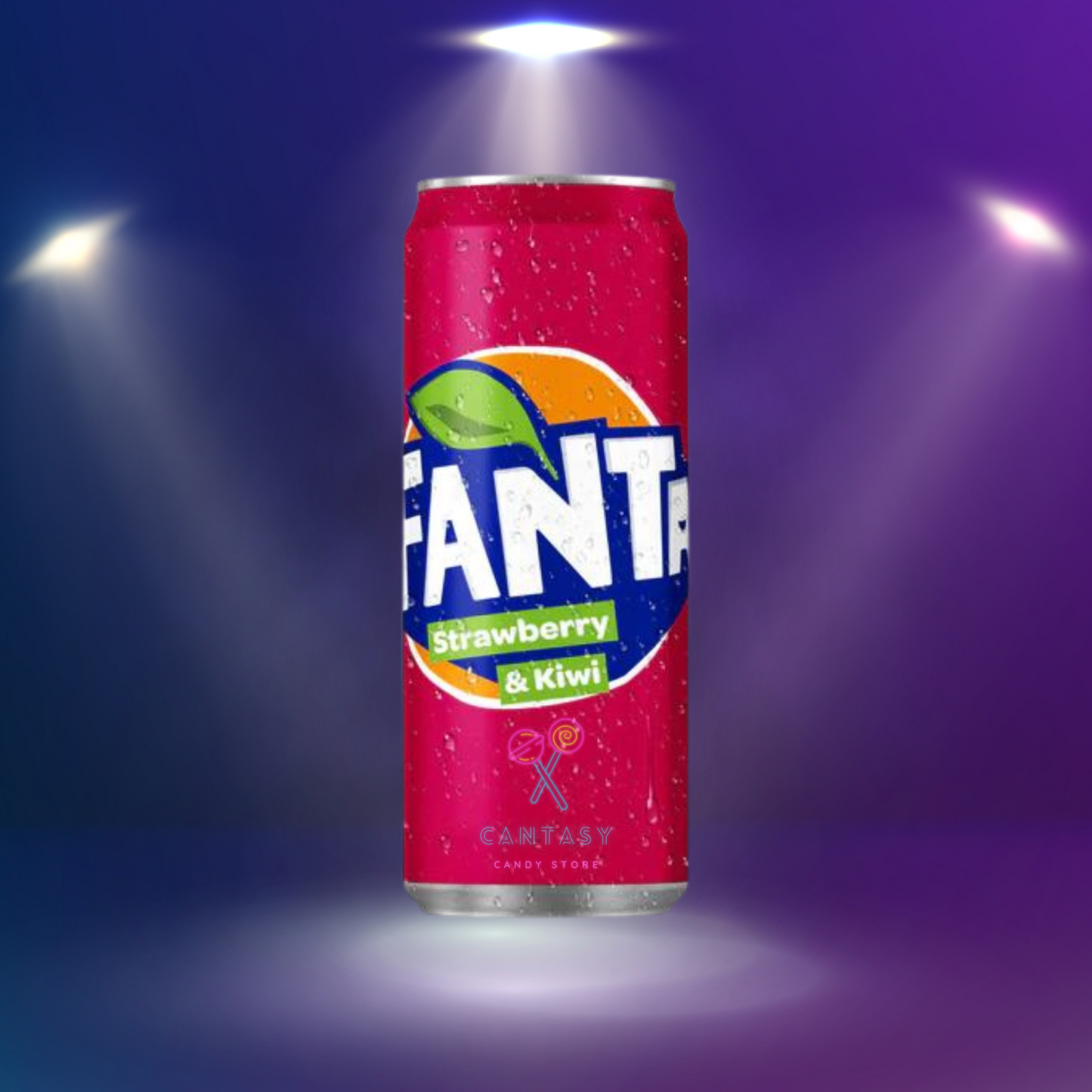 Fanta Strawberry Kiwi: Eine Dose mit einem Label, das das erfrischende Geschmackserlebnis der Limonade bewirbt, umgeben von Erdbeeren und Kiwis. Ein spritziges Getränk, das die fruchtigen Aromen von Erdbeere und Kiwi vereint. Genießen Sie den süßen und zugleich exotischen Geschmack dieser einzigartigen Kombination!