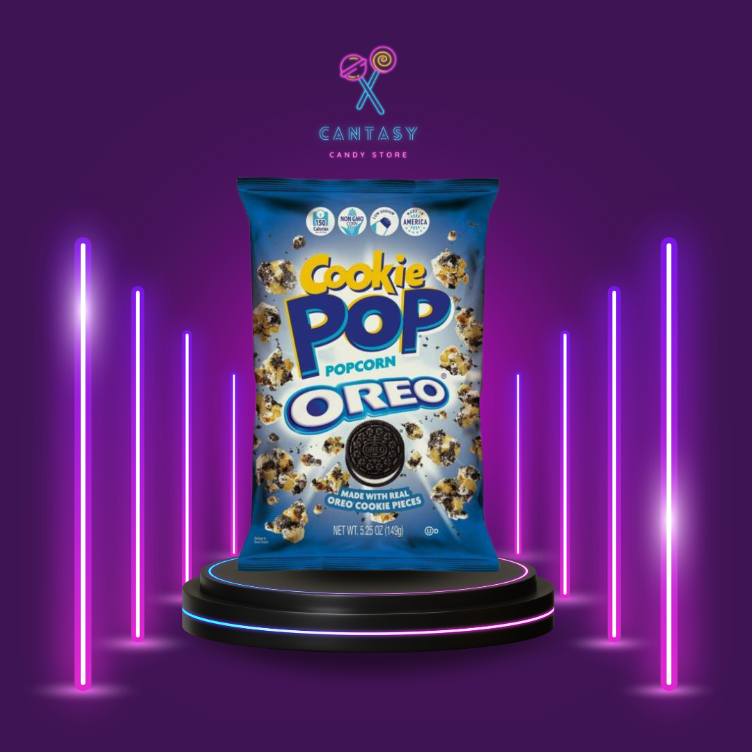 Bild von Cookie Pop Oreo Popcorn: Knuspriges Popcorn mit eingebetteten Oreo-Keksstücken, eine süße Verschmelzung aus Popcorn und Oreo-Keksen.