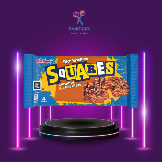 Kellogg's Squares Caramel & Chocolate Rice Krispies 36g - Knusprige Quadrate mit Karamell und Schokolade