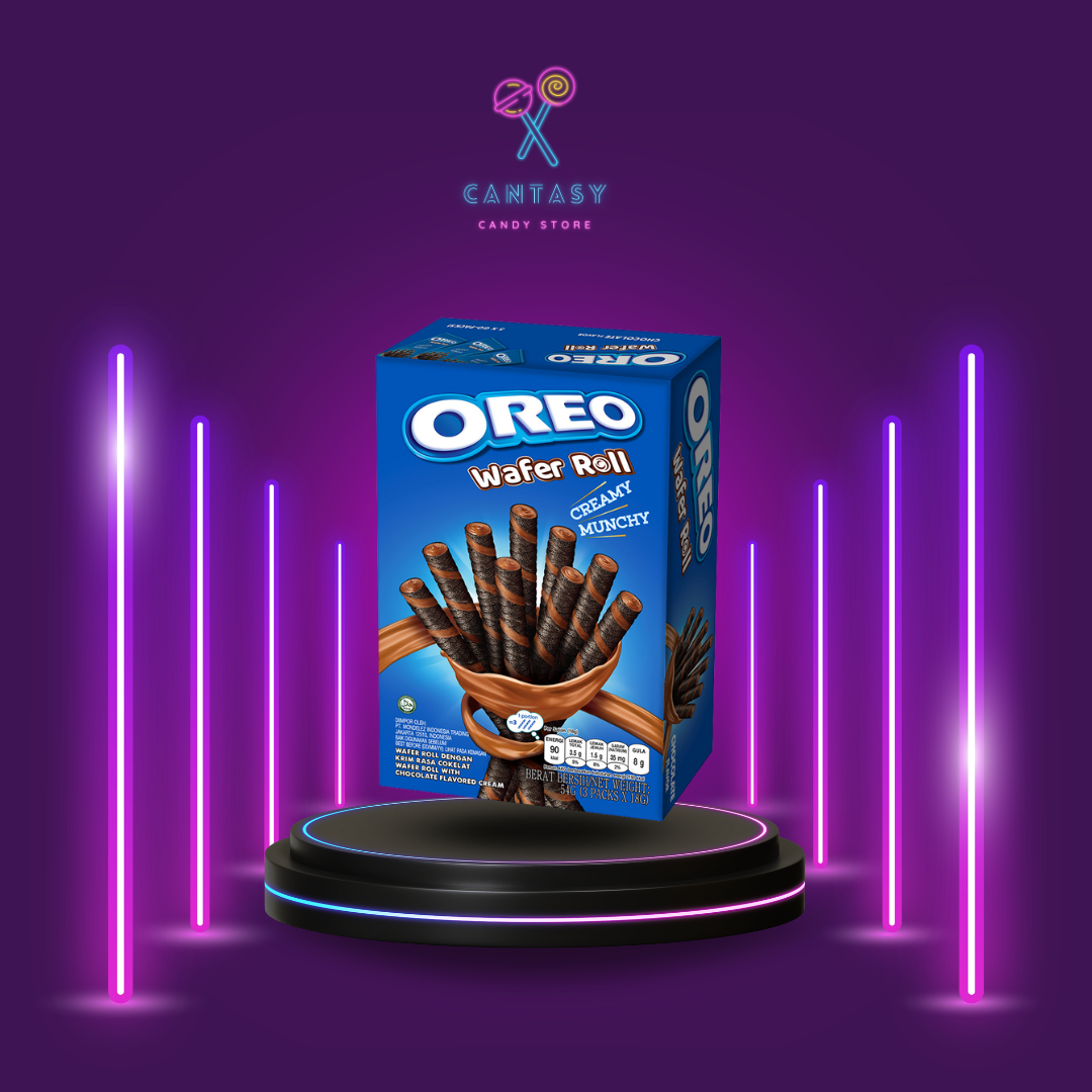 Oreo Wafer Roll Chocolate: Knusprige Kakaowaffelröllchen mit zarter Schokoladencremefüllung, perfekt für den Genuss allein oder als Dessertzusatz. Jetzt den Oreo-Geschmack mal anders erleben!