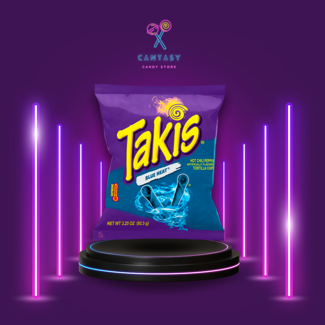 Takis Blue Heat USA Gerollte Maischips mit intensivem Chili-Geschmack in auffälliger blauer Farbe